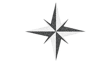 Fototapeta premium Detailed stippled compass rose or star illustration for navigation nautical design themes maritime exploration and ancient map decorations.