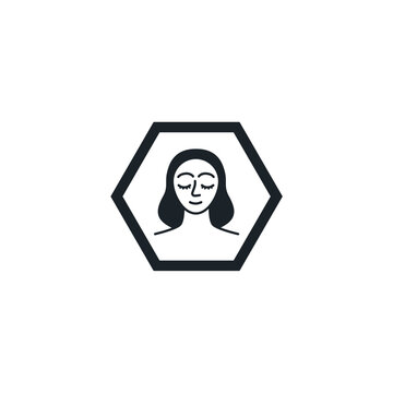 AI avatar generator icon. Digital character portrait with hexagonal border. Artificial intelligence profile picture maker vector illustration