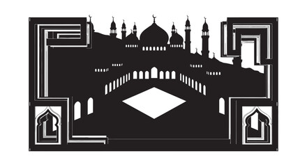 Obraz premium Ramadan Mosque Silhouette on Mountain Skyline