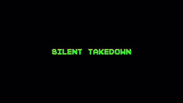 8 Bit Text Screen Transition SILENT TAKEDOWN Arcade Retro Video Game Style Motion Graphic 4k video animation seamless loop