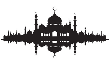 Obraz premium Mountain Mosque Silhouette at Dusk