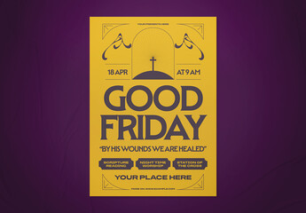 Yellow Vintage Good Friday Flyer
