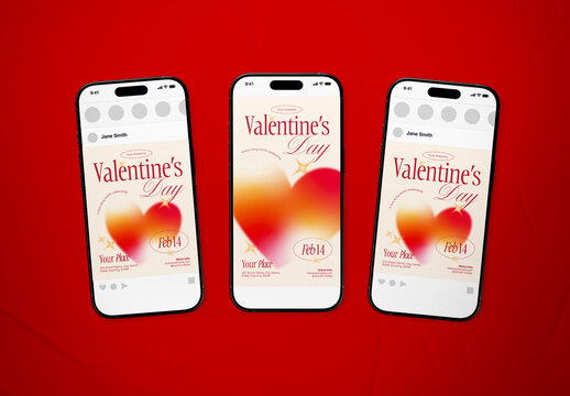 Orange and Red Modern Gradient Valentines Day Social Media