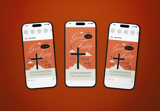 Orange Retro Good Friday Social Media