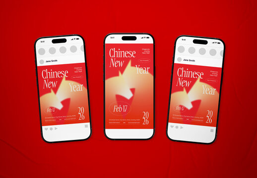 Red and Orange Modern Gradient Chinese New Year Social Media