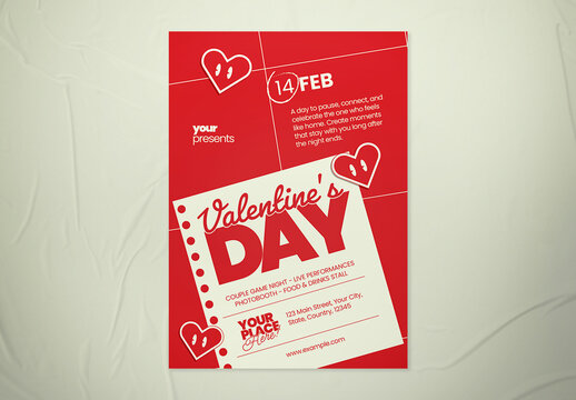 Red and White Scrapbook Valentines Day Flyer