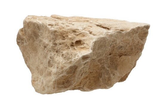 Beige limestone rock mineral isolated on a transparent background