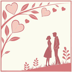 Romantic Couple Silhouette Under a Heart Tree