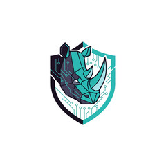 Fototapeta premium Minimalist Rhino Shield Logo Premium Flat Vector Design for Cybersecurity & Tech 