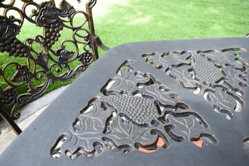 vintage metal chair in the garden