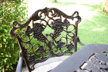 vintage metal chair in the garden
