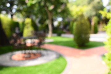 Obraz premium abstract blur garden in the morning, exterior garden design