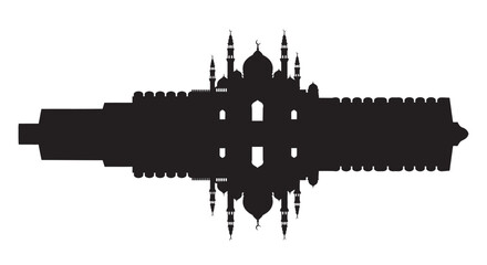 Fototapeta premium Ramadan Mosque Riverside Silhouette Cutout Design