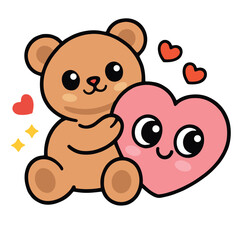 Obraz premium Cute bear heart cartoon love happy kawaii adorable friendship