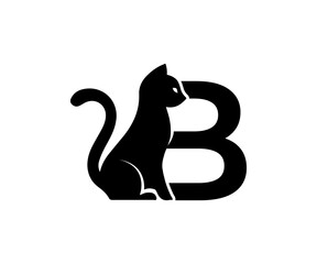Initial letters B black cat logo designs Vector Image