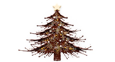 Whimsical Christmas Tree Illustration with Star Topper and Festive Lights.