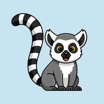 Adorable Cartoon Lemur