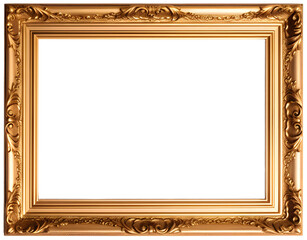 Gold vintage frame, Louis, antique golden frame isolated on white background.