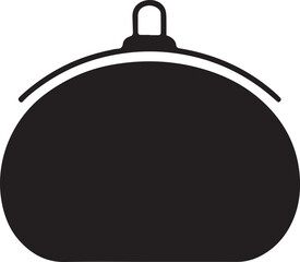 Obraz premium Black silhouette icon of a classic coin purse or clutch bag with metal frame design