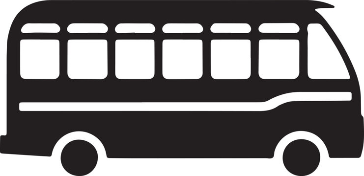 Minibus silhouette icon for passenger transport public transportation service or shuttle vehicle