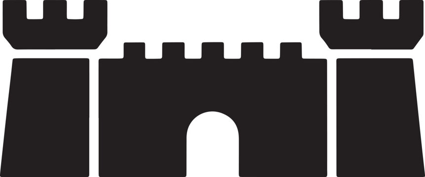 Medieval castle fortress silhouette with towers and gate for fantasy kingdom defense concept
