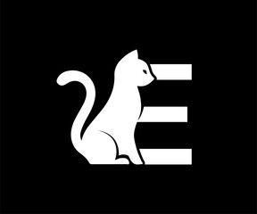 Initial letters E black cat logo designs Vector Image