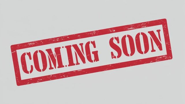 Coming soon red stamp on gray background