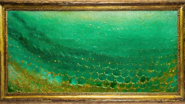 A beautiful emerald green painting in motion