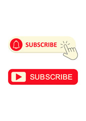 Clean minimalist subscribe buttons featuring a notification bell and play icon. Perfect for video content overlays and digital marketing calls to action.