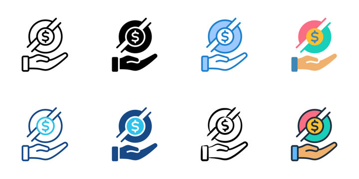 Partial Funding icons set multiple style collection. Editable stroke 

