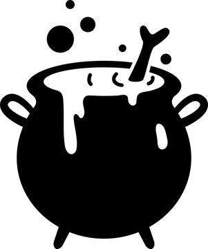 Halloween Potion in Cauldron Pot Silhouette Clipart