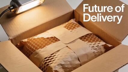 drop shipping store box clock logistic concept. Boxed delivery package with modern packaging design and lighting.