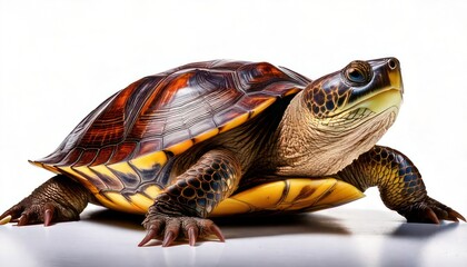 Fototapeta premium Close-up of a turtle with a brown and yellow shell.