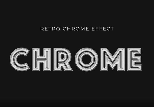 Retro Chrome Tubing Text Effect