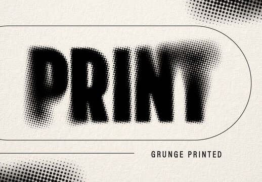 Halftone Distorted Printed Grunge Text Effect