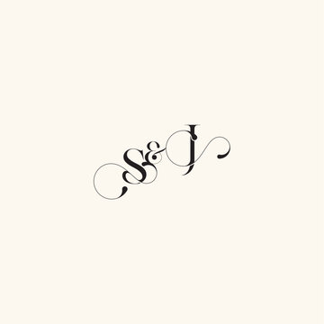 wedding caligraphic logo with monogram concept letter elegancy and beauty in one look JS