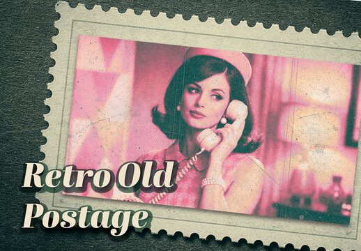 Retro Old Postage Mockup