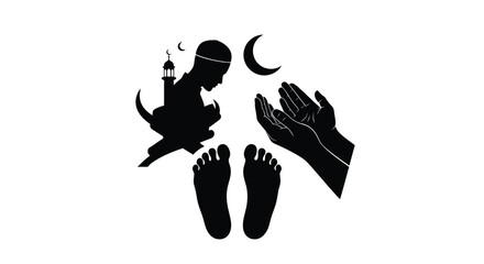 Ramadan Prayer Silhouette Group Worship Icon