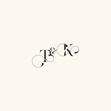 wedding caligraphic logo with monogram concept letter elegancy and beauty in one look KT
