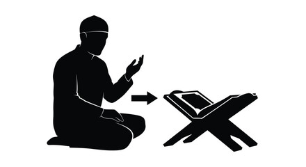 Ramadan Icon Silhouette of Silent Prayer