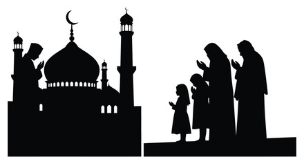 Ramadan Prayer Silhouette Poster Artwork