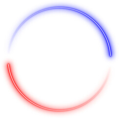 Glowing neon rings blue and red light effect loop isolated on transparent background