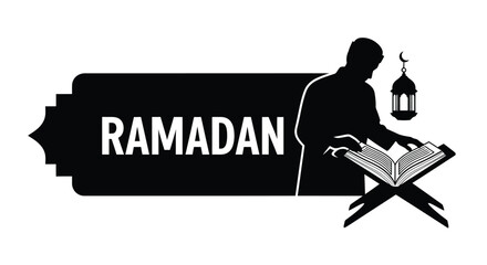 Ramadan Prayer Silhouette with Holy Quran