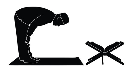 Ramadan Greeting Card Silhouette of Prayer