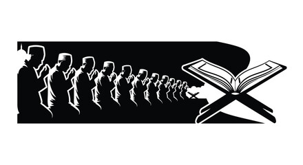 Family Worship in Ramadan Silhouette Pattern