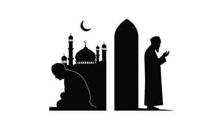 Ramadan Icon Silhouette of Prostration in Mosque