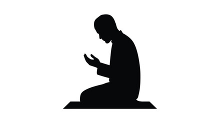 Ramadan Prayer Silhouette in Seated Posture