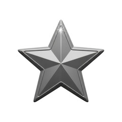 Obraz premium A sleek silver star icon with a gradient effect and sharp points, symbolizing excellence and achievement in various contexts isolated on transparent background