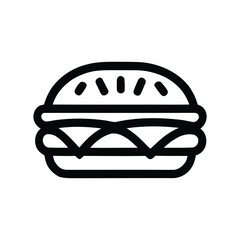 Simple line drawing of a classic cheeseburger with sesame seed bun