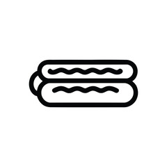 Two stacked wavy hot dogs in a bun with simple line art design